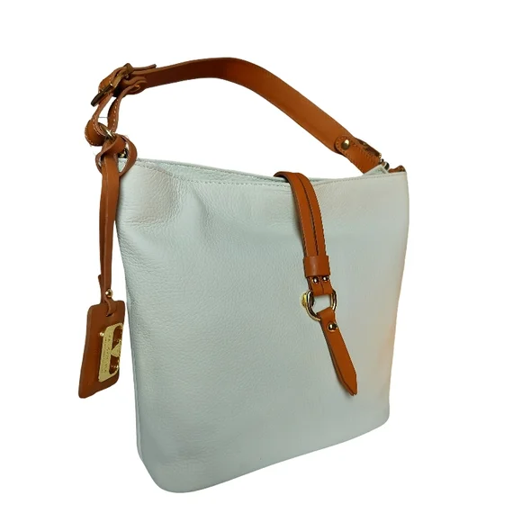 Valentina White and Tan Genuine Italian Leather Shoulder Bag NWT - Picture 4 of 8